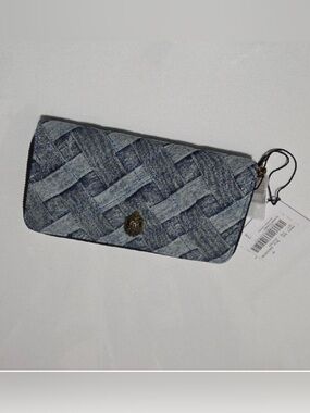 Kurt Geiger Denim Weave Zip Wallet - Blue Jean